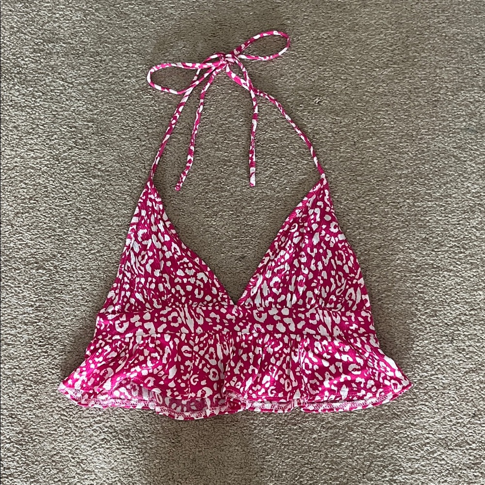 Cheetah Print Pink and White Patterned Top